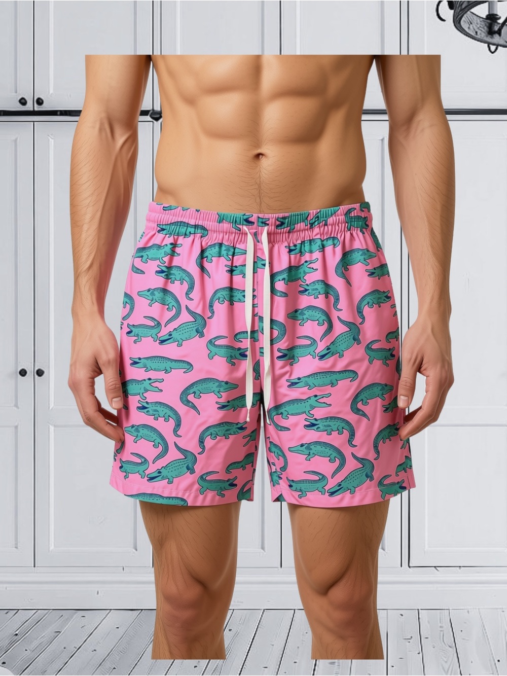 Chubbies “The Glades” Swim Trunks Pink Alligator Print Sz 2X